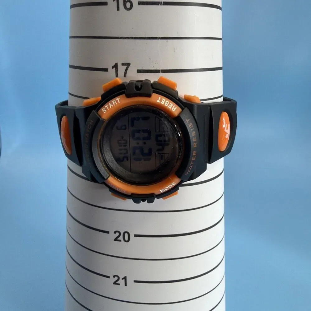 Lavaredo Digital Sports Watch Unisex Blk/orange Water Resistant To 50 Meters